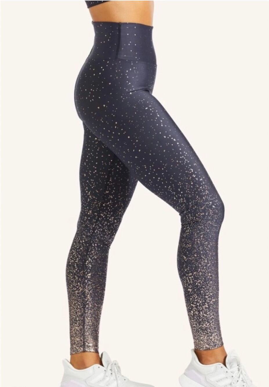 Peloton Show Up Sparkle Leggings Medium Navy Blue Foil High Rise